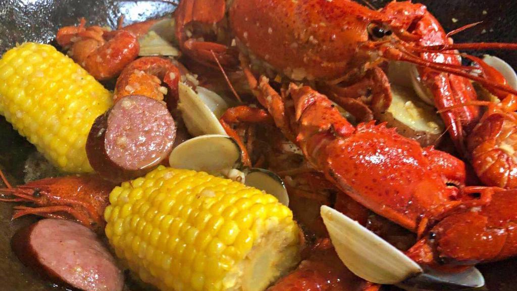 Dinner Combos  -   3 · Whole Lobster, Clams, Crawfish, 9 Pork  Sausage, 6 Red Potatoes, 3 Corns