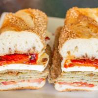 The Broadway · Bread eggplant, roasted peppers, fresh mozzarella basil and oil
