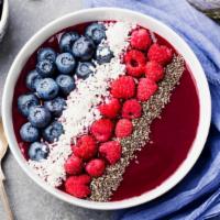 Berry Açaí Bowl · Our açaí blend garnished with blueberries, blackberries and strawberries. Topped with hemp s...