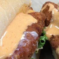 The Kelly · Breaded chicken cutlet with melted Swiss, lettuce and buffalo ranch sauce on an Italian roll.