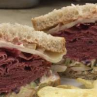 Carnegie · Hot corned beef on rye with Russian dressing, coleslaw and melted Swiss.