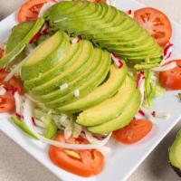 Avocado · Lettuce, onions, green peppers, radish and tomatoes.