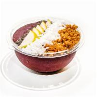Coconut Chia Acai Bowl (Antioxidants) · Base - acai blended with mango, pineapple, banana, and coconut water. Toppings - apple, blue...