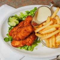 Chicken Fingers · House made, Freshly breaded chicken tenders
served with honey mustard