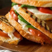 The Mozzarella Sandwich · Delicious and nutritious sandwich packed with fresh mozzarella and tomatoes with roasted pep...
