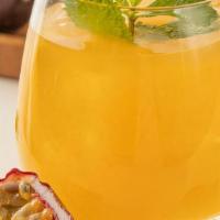 Passionfruit Iced Green Tea · Refreshing tropical flavor with Japanese sencha green tea. Comes in a reusable 12 oz bottle.