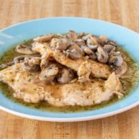 Chicken Marsala · Breast o chicken sauteed with mushrooms, butter, marsala wine, and brown sauce. Served with ...