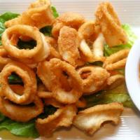 Crispy Calamari · Traditional or Thai chili style. Served buffalo style, topped with bleu cheese crumbles.