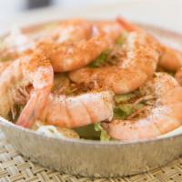Old Bay Shrimp · Served with white rice.
