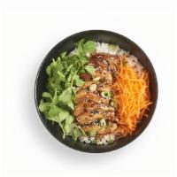 Chicken Teriyaki · grilled chicken. Teriyaki sauce. Sticky white rice. vegetables. kimchi. Sesame seeds