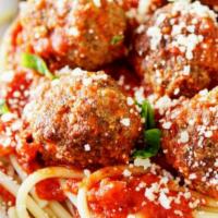 Spaghetti With Meatballs · Pomodoro sauce.
