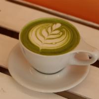 Matcha Latte · Green Tea powder sweetened with Vanilla and Steamed milk.