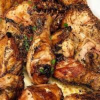 Chicken Scarpariello · Chicken on the bone cut in pieces, roasted with garlic, herbs, evoo, lemon extra virgin oliv...