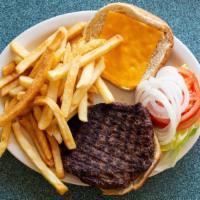 Cheeseburger · Served on a sesame seed bun with coleslaw and a pickle. Special served with french fries, de...
