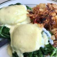 Poached Eggs Florentine · Comes with Feta cheese and spinach.