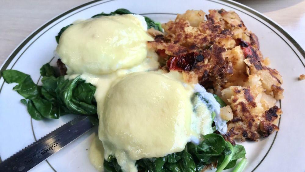 Poached Eggs Florentine · Comes with Feta cheese and spinach.