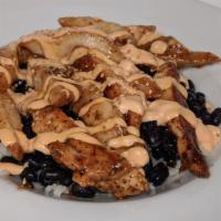 Chipotle Teriyaki Chicken · Grilled boneless chicken breast, cilantro rice, black beans, fresh cilantro, chipotle sauce,...