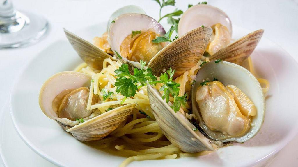 Linguini Clams · Pasta with Fresh Clams in a Red or White Clam Sauce with Fresh Herbs.