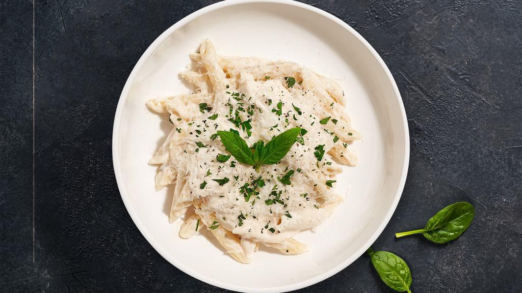 Too Alfredo To Love You Pasta (Penne) · Penne pasta cooked in creamy white sauce and aged parmesan. Served with garlic bread.
