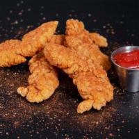 Sam'S Tenders · Three pieces cornflake crusted chicken strips hand-breaded and seasoned in our signature Sam...