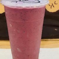 Mixberry Yogurt Smoothie · Frozen mixed berry, whole milk, and yogurt powder..