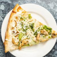 Chicken & Broccoli Pizza · Grilled chicken, broccoli sautéed, in garlic and oil.