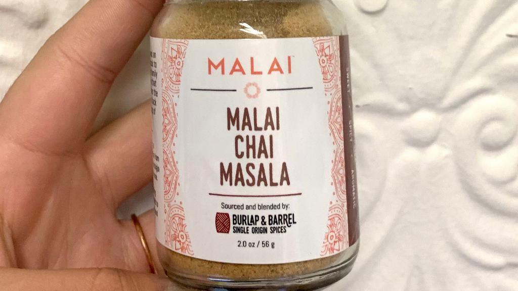 Chai Masala Jar  · This blend is based on Pooja’s family recipe for chai spices - heavy on the ginger and black pepper, and rounded out with cardamom, cinnamon and clove. Use the spices in any of your baked goods, or traditionally in a cup of tea. These spices, sourced from Burlap & Barrel, will warm your day right up!