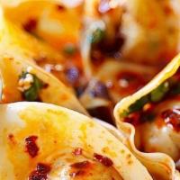 Thai Spicy Steamed Dumplings (5 Pieces) · Five pieces. Thai flavor dumplings served with hot chili and tasty Thai peanut sauce. Hot an...