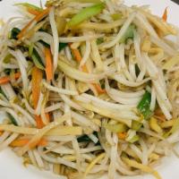 Sauteed Bean Sprout · Served with white rice.