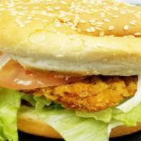 Crispy Chicken Sandwich · Most popular. Comes with lettuce tomato onion mayo and ketchup.