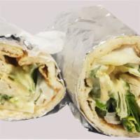 Grilled Chicken Wraps · comes with romaine, onion, red and green peppers mix with wraps sauce