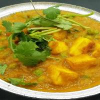 Mutter Paneer (Green Peas & Cottage Cheese) · Served with rice or bread. Base gravy. Onion sauce, little heavy cream, Indian herbs and spi...
