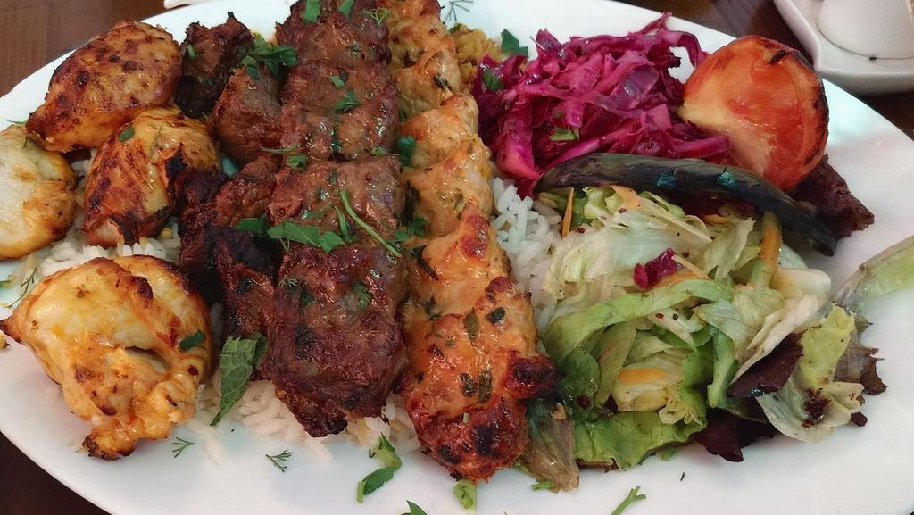 Mix Grill · Combination of Adana, chicken shish, and lamb shish kebab.