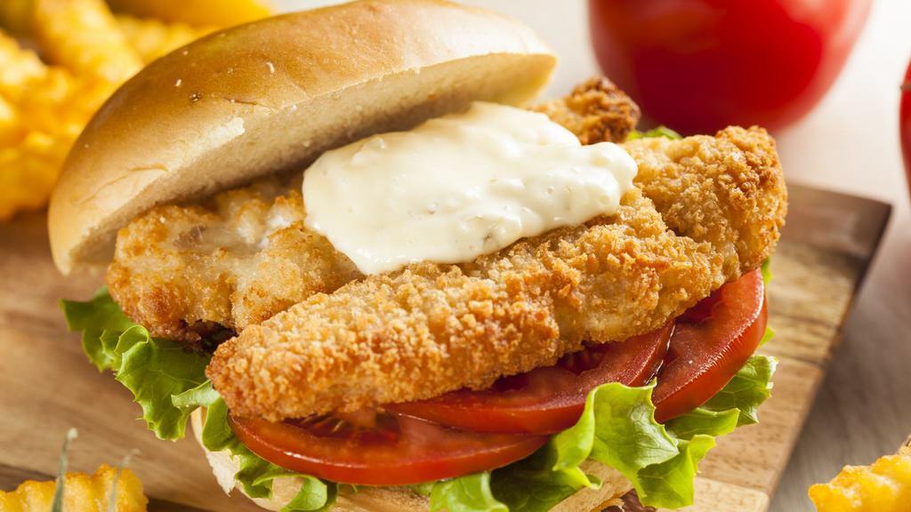 Swai Fish Hoagie · Two pieces of catfish with lettuce, tomatoes, mayo, and cheese. Served artfully on a Hoagie roll.