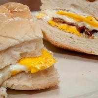 Egg, Meat, Swiss Cheese Sandwich · 