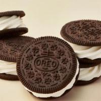 Oreo Rounders (6 Pack) · Soft serve ice cream sandwiched between two mini Oreo® cookies.