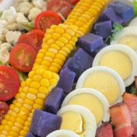 Ash Style Cobb Salad · Beautiful and tasty presentation salad looks like Hawaiian rainbow. 7 ingredients are caulif...