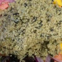Quinoa Salad · Organic mixed greens topped with sauteed quinoa, cucumber, shredded carrots, shredded beets,...