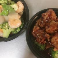 Dragon & Phoenix · Shrimp, Chinese vegetable, and general Tso's chicken.