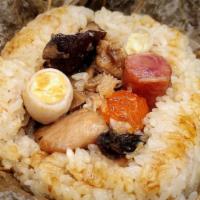 Sticky Rice Wrap · Chicken, Pork, Dry scallops, Jicama, Salty Egg Yolk, Mushroom, Dried Shrimp, Sausage, Quail ...