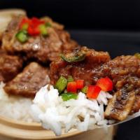 Salt & Pepper Beef Short Rib Rice Combo · Beef short rib, Pepper, Combo With Spring Roll (2pcs)