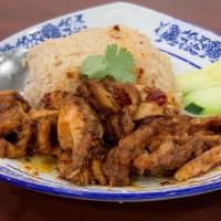 Special Hot And Spicy Chicken Rice / 麻辣鸡油饭 · Spicy. Served with house special soup. / 送汤。.