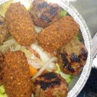 Falafel & Kefta · Kefta Platter topped with 4 Falafel