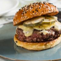 Dry Aged Beef Burger · Hot Pickles & Aged Cheddar