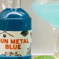 Gun Metal Blue · Sombra Mezcal, Crème de Peche, Blue Curacao, Cinnamon, Lime. See a Blue Drink, drink a Blue ...