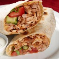 Chicken Gyro Sandwich · Thinly sliced chicken gyro with lettuce, tomatoes, and onions.
