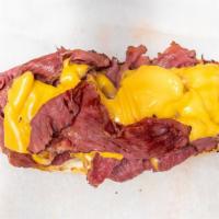Pastrami · Toppings included shredded lettuce tomato onion mayonnaise mustard oil and vinegar on a bage...