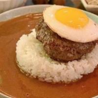 Locomoco Set · Japanese hamburg steak comes with house-made demi-glace sauce, white rice, sunny side up egg...
