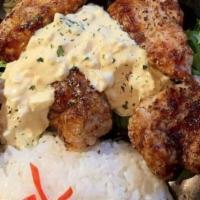 Chicken Nanban Set · Kara-age (Japanese fried chicken) comes with egg tartar sauce, white rice, salad, two sides,...