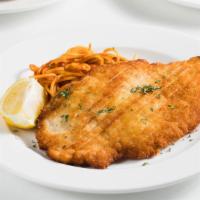 Pollo Milanese · Chicken cutlet breaded and pan-fried.